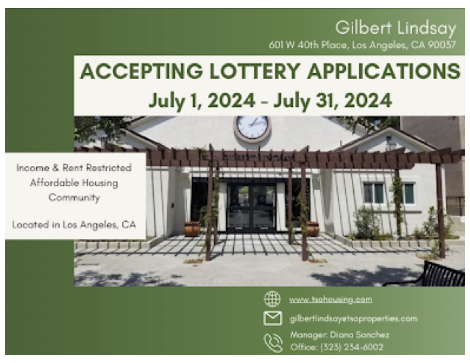Gilbert Lindsay Manor Lottery Accepting Applications