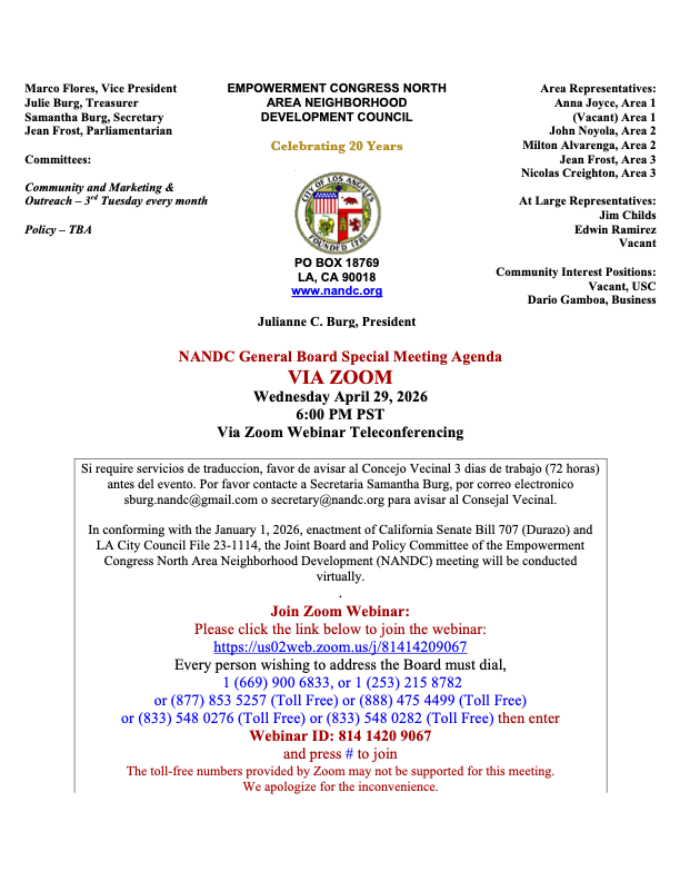 General Board Special Meeting